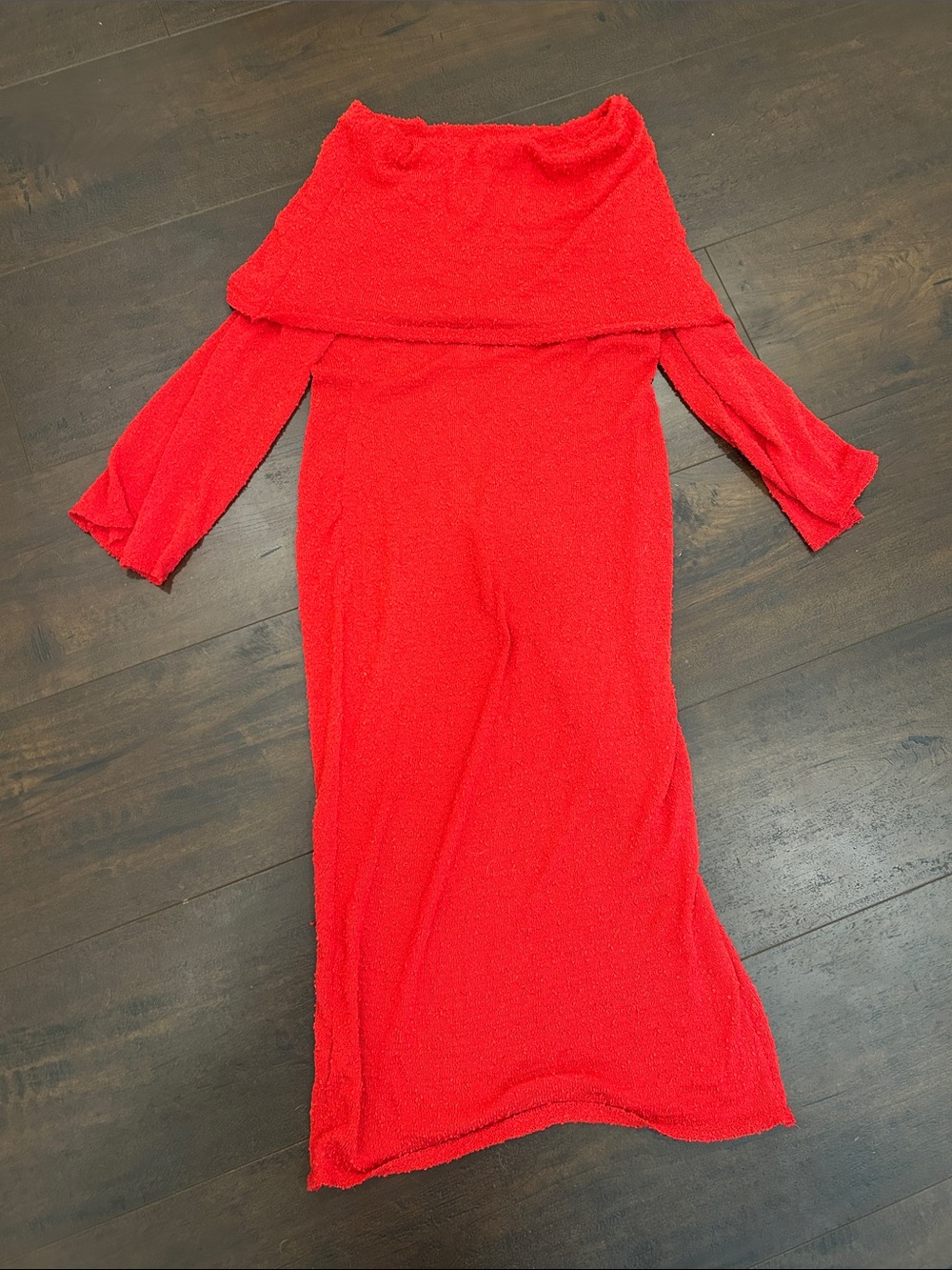 Red off the shoulder dress